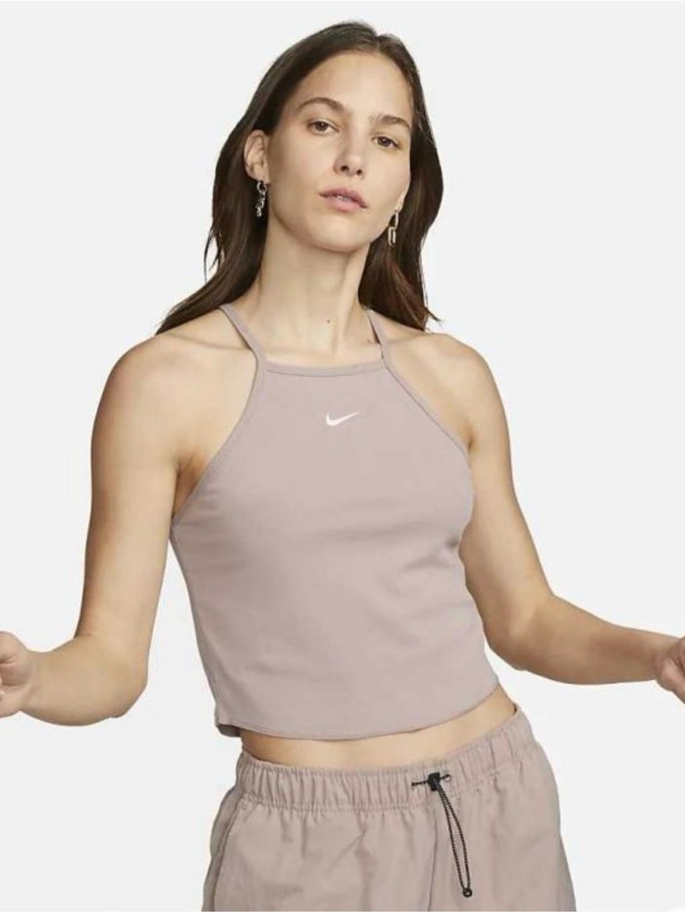 Nike Women's Halter Cropped Tank - Dusty Rose